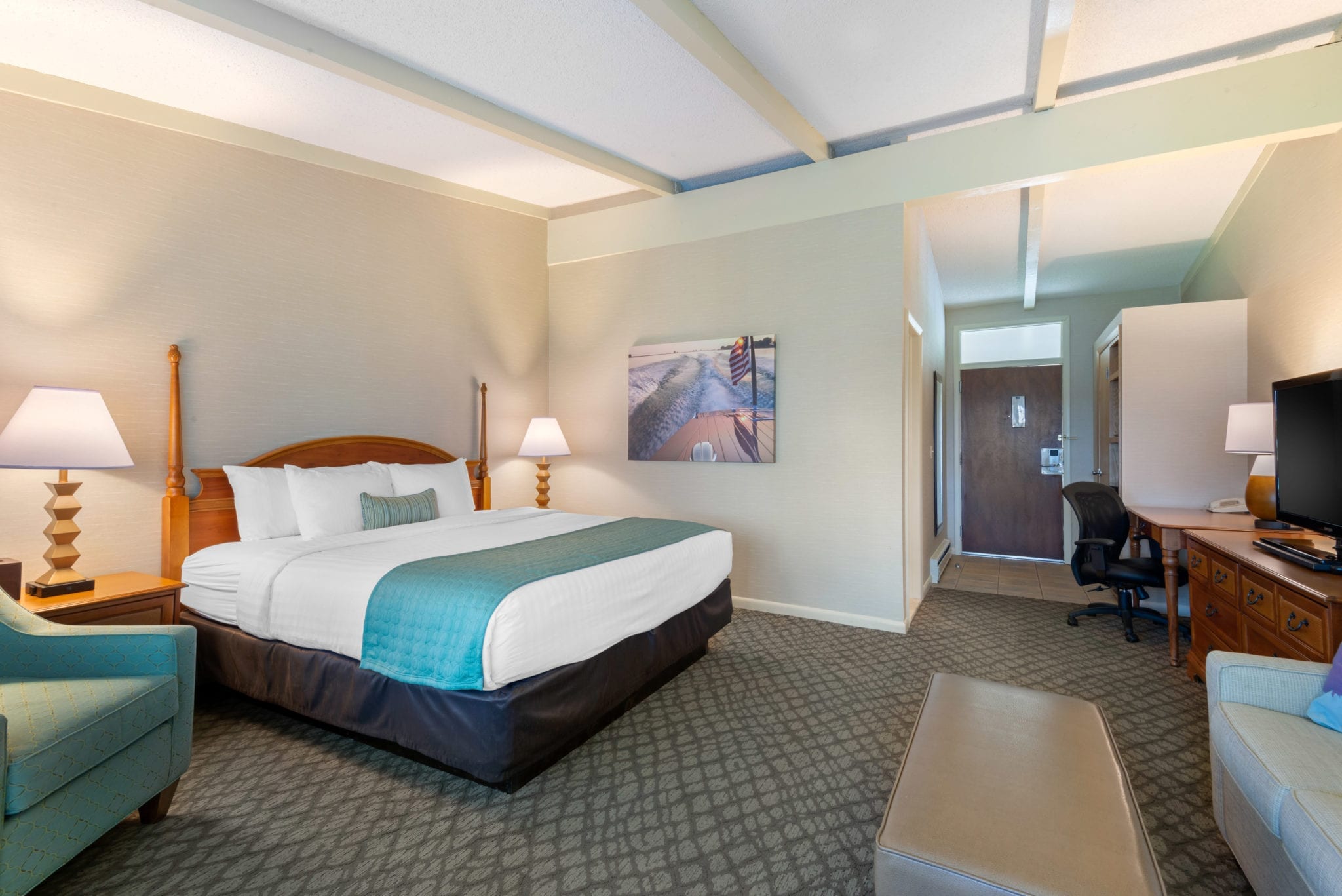 Bedroom with king bed.