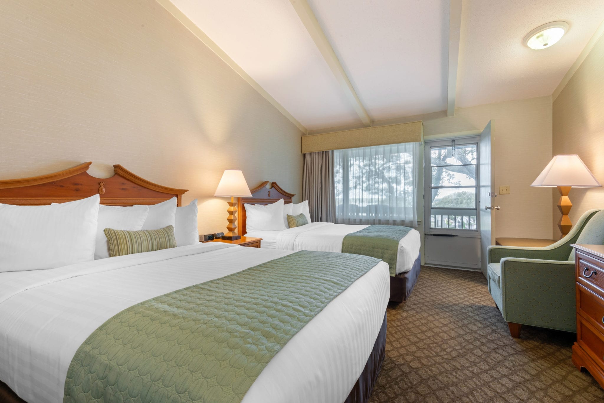 Bedroom with two queen beds.