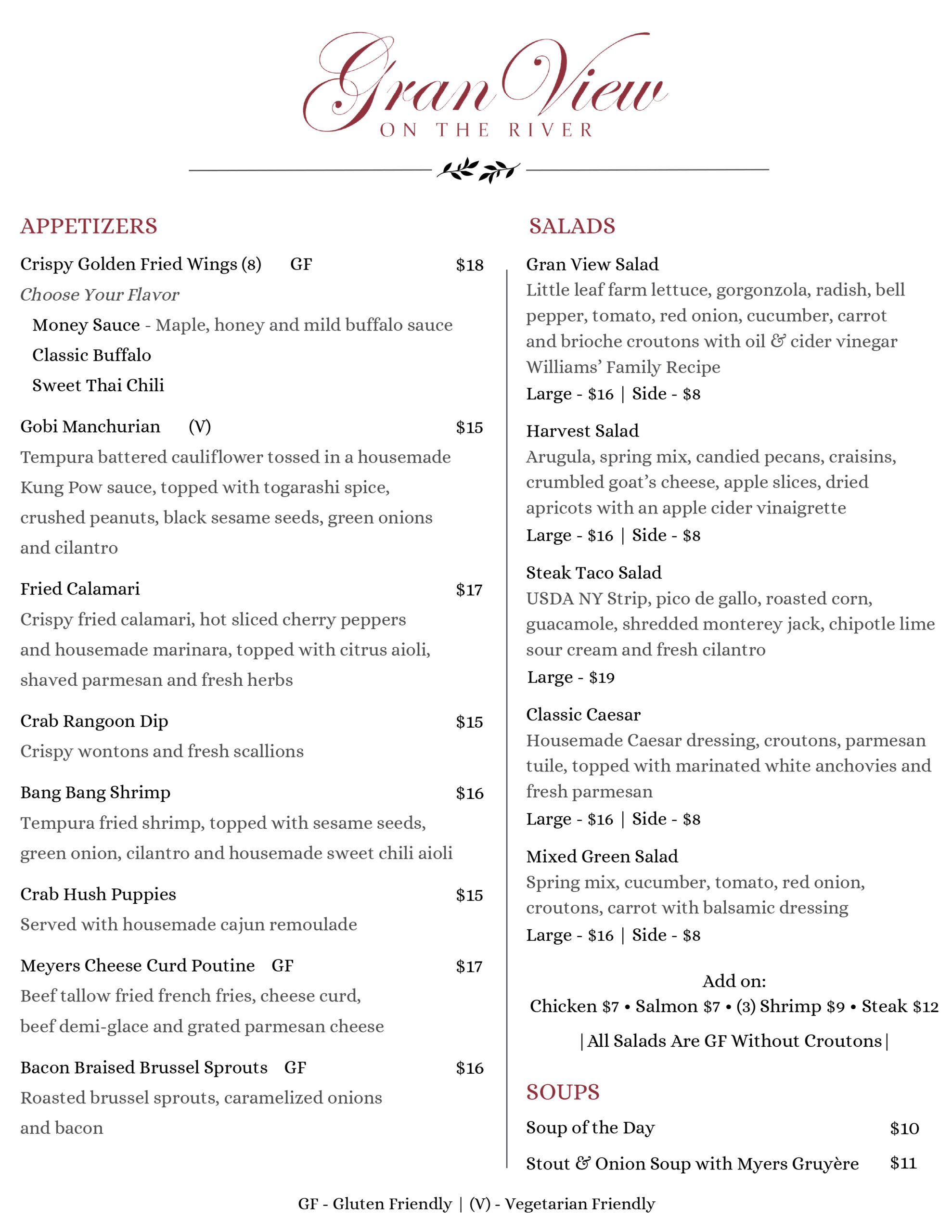 Gran View Menu Page One